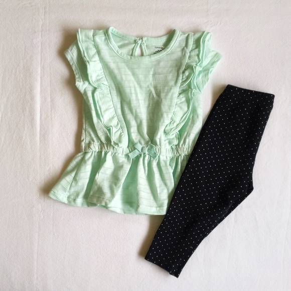 mixed brands tunic peplum top with leggings outfit set 6-12 months baby girl - Picture 1 of 7